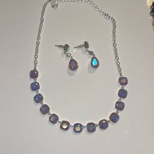 Iridescent opal necklace and matching earrings